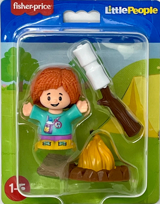 Fisher Price Little People Red Head Girl with Campfire and Marshmallows