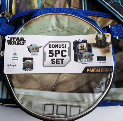 Disney Star Wars Mandalorian 5 Pcs Backpack Baby Yoda Grogu Lunch Pk Pencil Bag