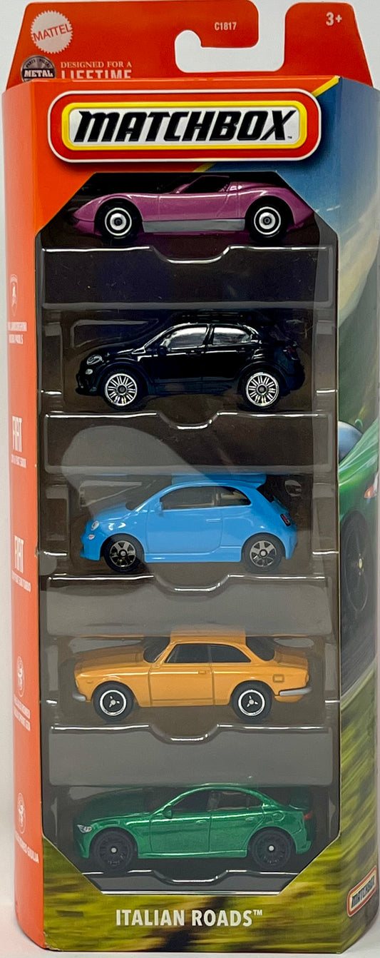 Matchbox Italian Roads 5-Pack Lamborghini, Fiat, Alfa Romeo