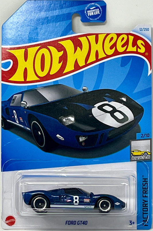 Hot Wheels Ford GT40, Factory Fresh 2/10 Blue 12/250