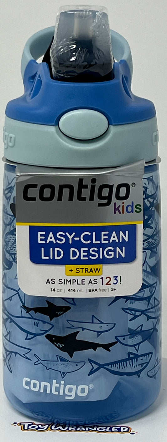 Contigo Kids Water Bottle with Redesigned Autospout Straw 14 oz Sharks