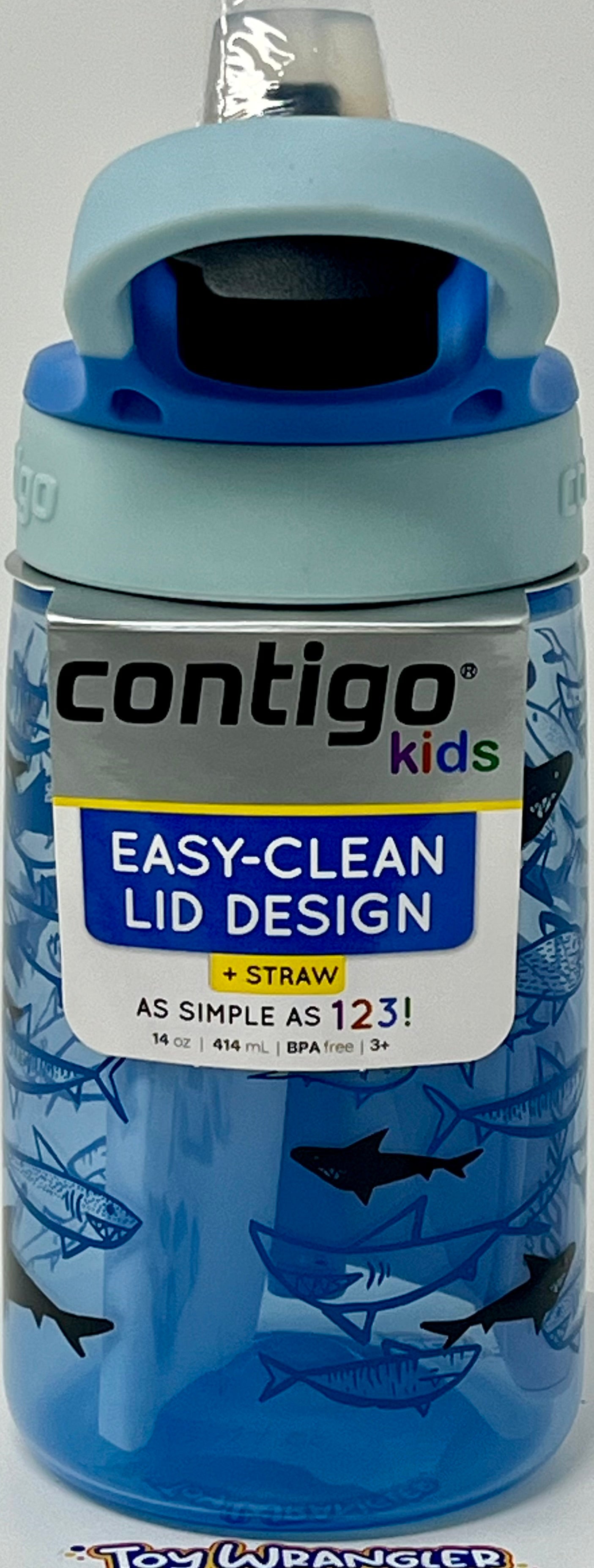 Contigo Kids Water Bottle with Redesigned Autospout Straw 14 oz Sharks