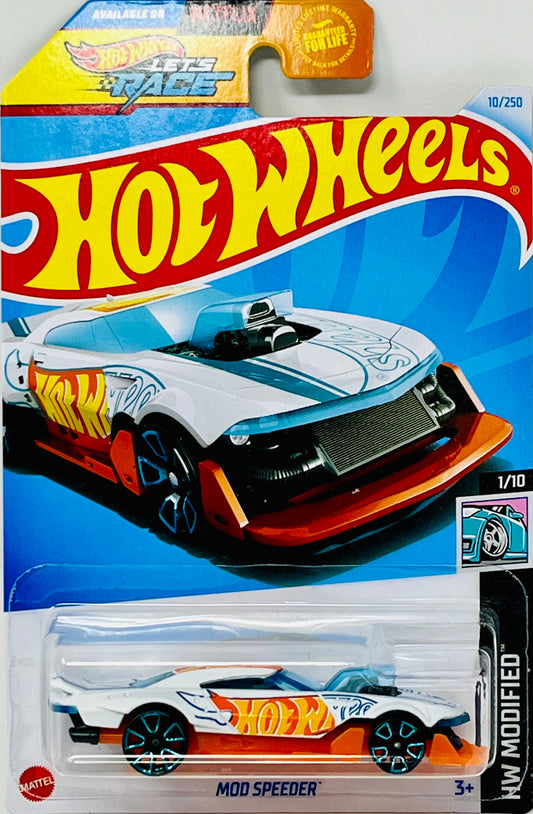 Hot Wheels White Mod Speeder Netflix Lets Race 10/250 HW Modified 1/10