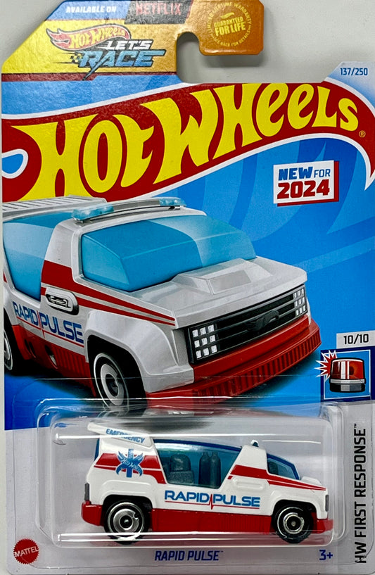 Hot Wheels White Rapid Pulse 137/250 Netflix Let’s Race HW First Response 10/10