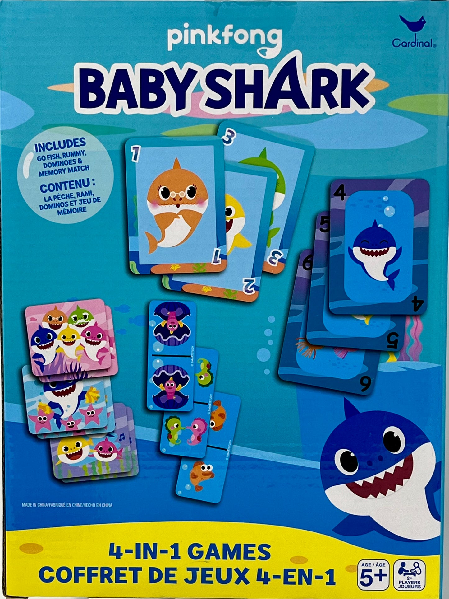 Baby Shark 4 in 1 Game Set Go Fish Dominos Rummy & Memory Match