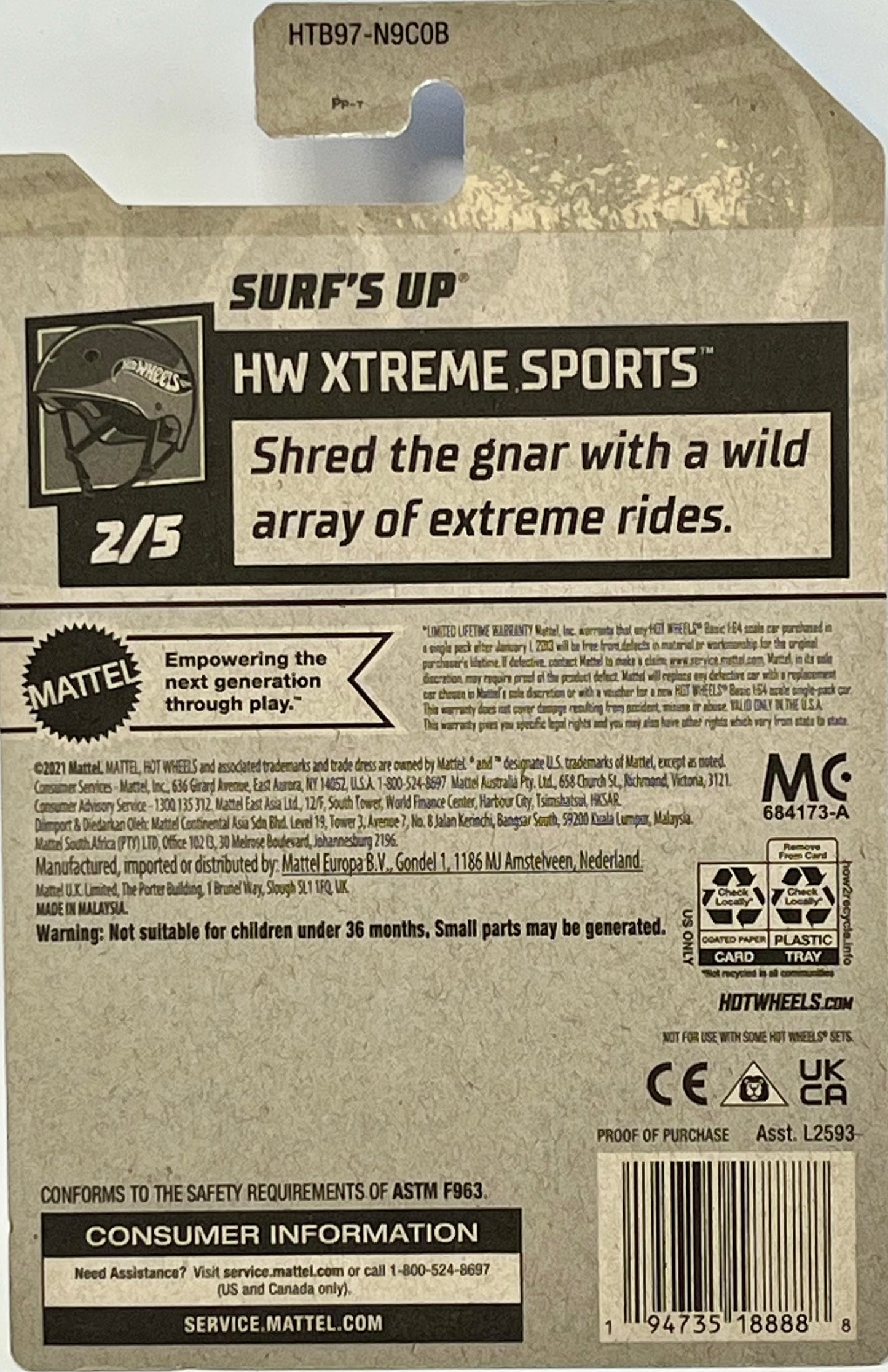 Hot Wheels Green Surf’s Up 17/250 HW Xtreme Sports 2/5