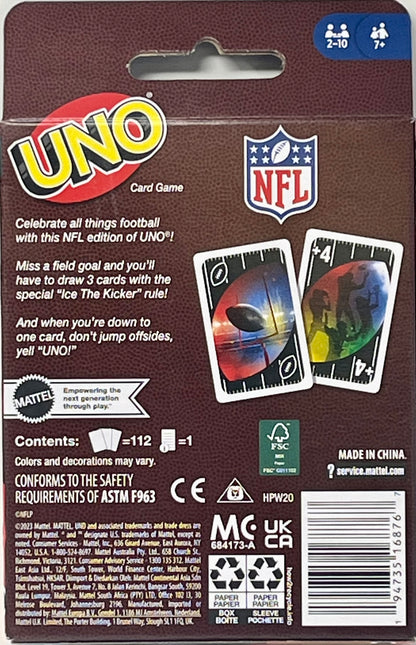 UNO NFL Special Edition Card Game with "Ice The Kicker" Rule