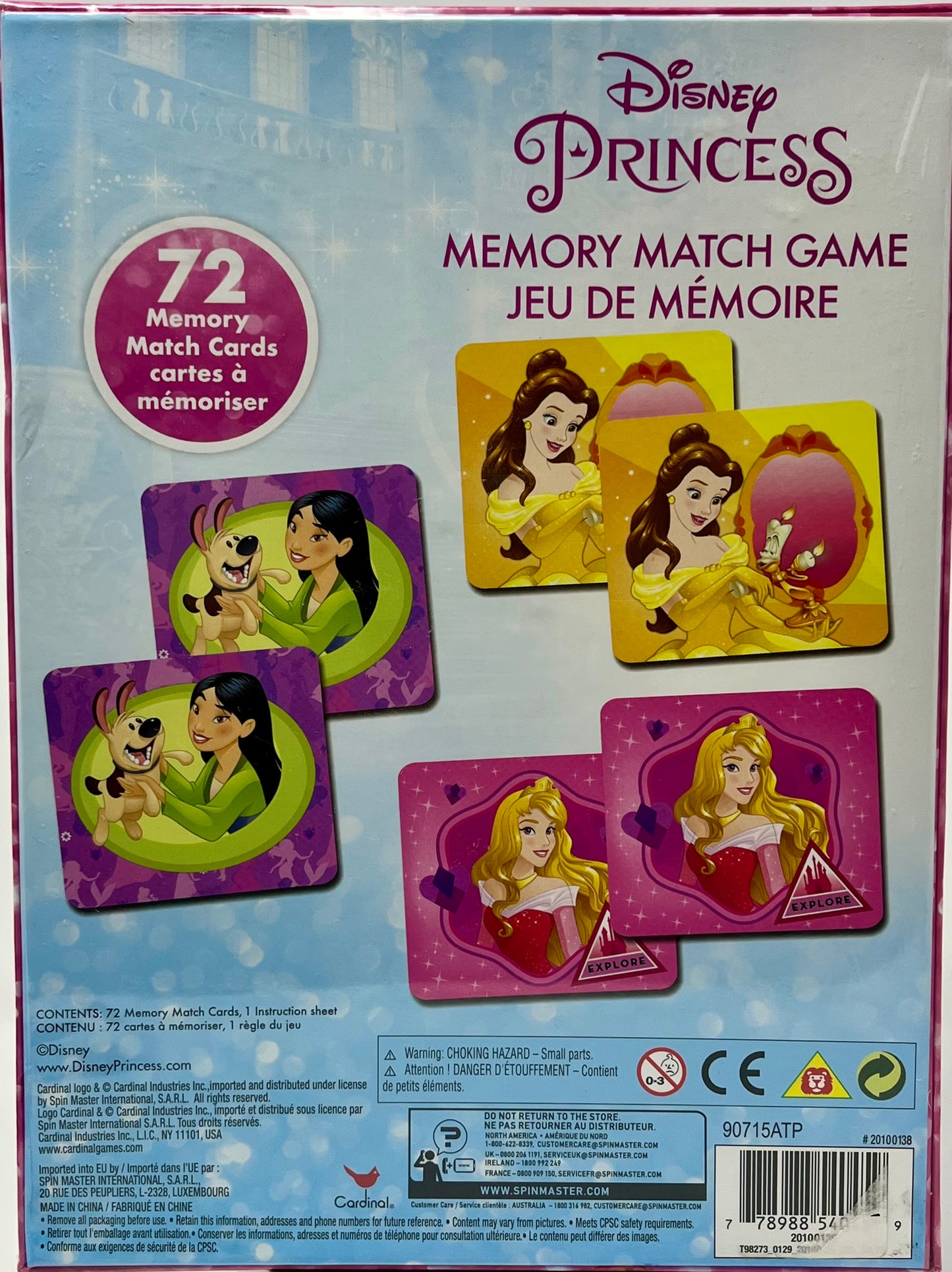 Disney Princess Matching Game Cardinal 72 Memory Cards