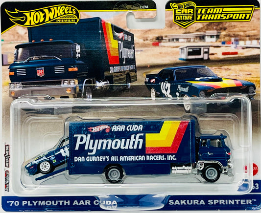 Hot Wheels Premium Team Transport Hauler 70' Plymouth AAR Cuda Sakura Sprinter Car Culture