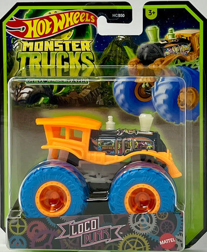 Hot Wheels Monster Trucks Glow In The Dark Loco Punk Orange 1:64 Die-cast