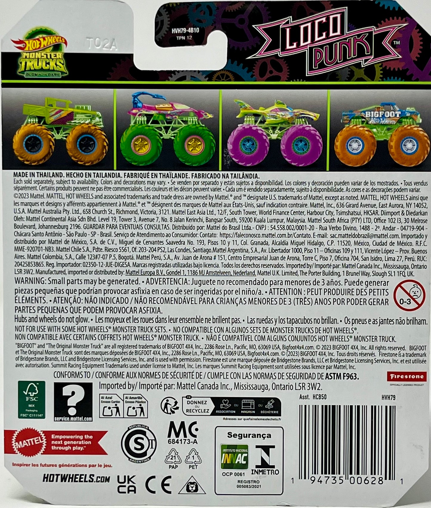 Hot Wheels Monster Trucks Glow In The Dark Loco Punk Orange 1:64 Die-cast
