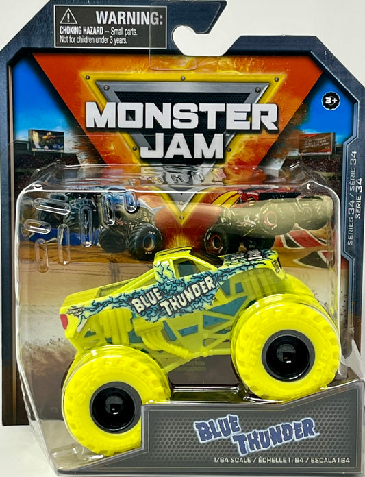 2024 Spin Master Monster Jam Series 34 Blue Thunder “Feel The Energy” 1/64 Scale
