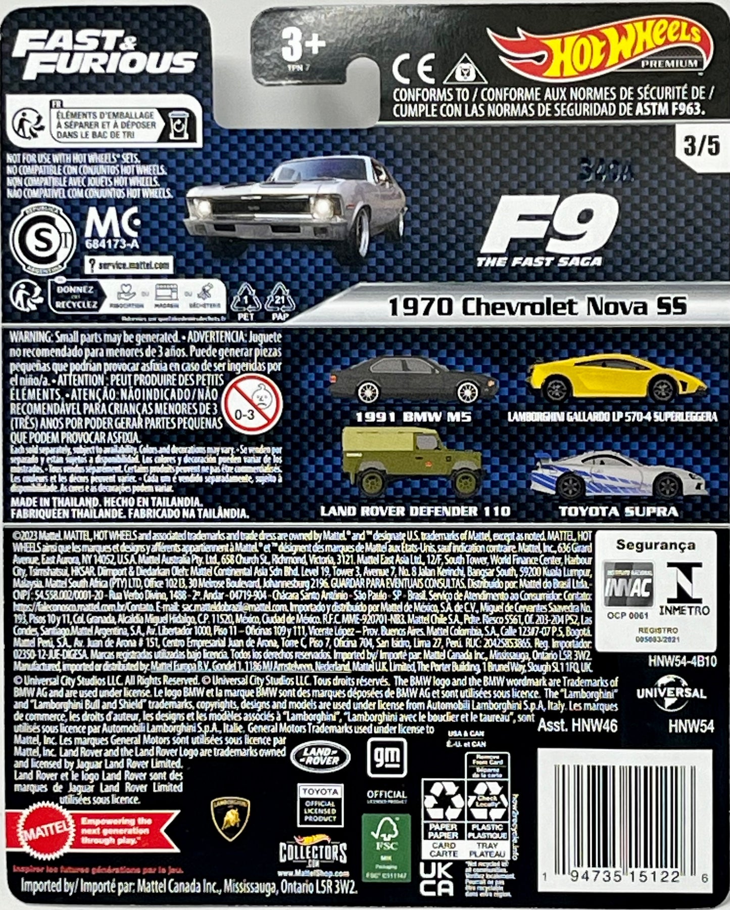 2023 Hot Wheels Fast & Furious Premium 1970 Chevrolet Nova SS F9 The Fast Saga