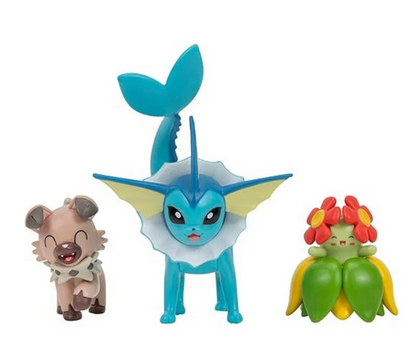 Pokemon Battle Figure Vaporeon, Rockruff & Bellossom 2-Inch Figure 3-Pack