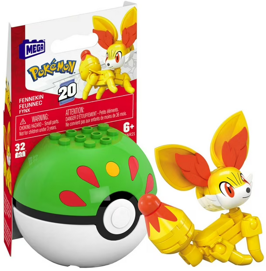 MEGA Pokémon Fennekin Building Toy Kit, Poseable Action Figure (32 Pieces) for Kids