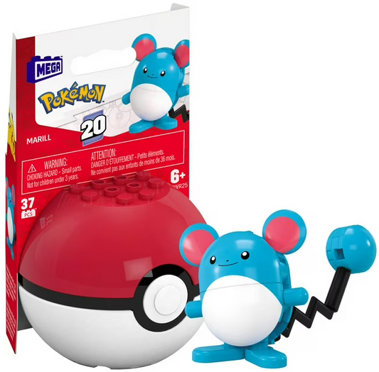 MEGA Pokémon Marill Building Toy Kit, Poseable Action Figure (24 Pieces) for Kids