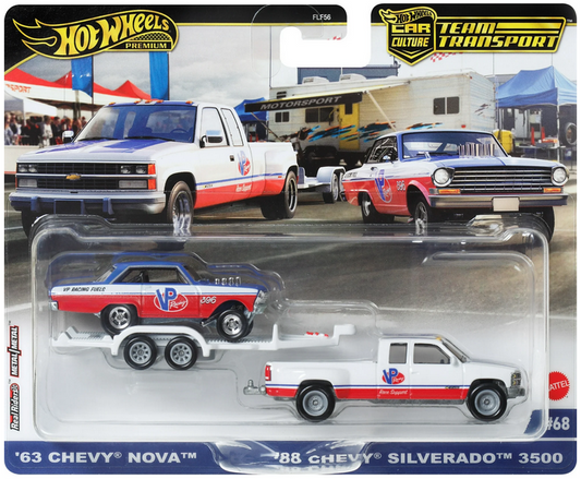 Hot Wheels Team Transport Truck '63 Chevy Nova '88 Chevy Silverado 3500