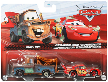 Disney Pixar Cars Mater and Lightning McQueen 2-Pack Collection, 1:55 Scale Die-Cast Vehicles
