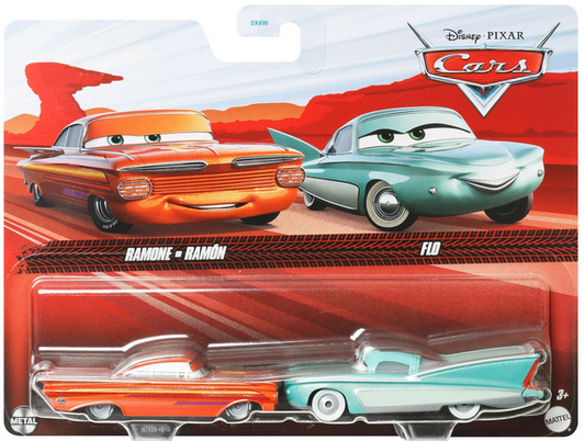 Disney Pixar Cars Ramone and Flo 2-Pack Collection, 1:55 Scale Die-Cast Vehicles