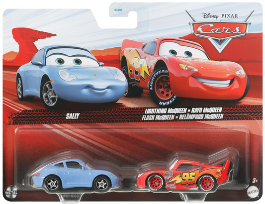 Disney Pixar Cars Sally and Lightning McQueen 2-Pack Collection, 1:55 Scale Die-Cast Vehicles