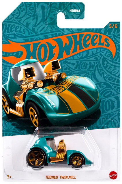 Hot Wheels Tooned Twin Mill 1:64 Scale Die-Cast Toy Vehicle Turquoise & Copper