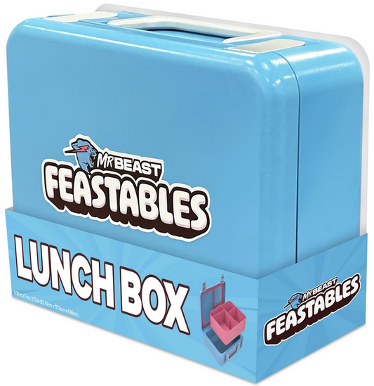 MrBeast Feastables World's Coolest Collectible Lunch Box, BPA-Free, Blue/Pink