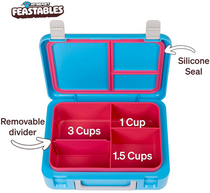 MrBeast Feastables World's Coolest Collectible Lunch Box, BPA-Free, Blue/Pink