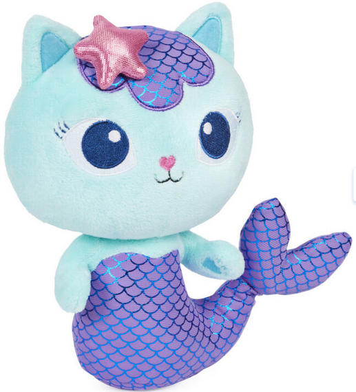 DreamWorks Gabby's Dollhouse, 8-inch MerCat Purr-ific Plush Toy