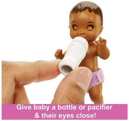 Barbie Skipper Babysitters Inc Bedtime Set, Brunette Doll, Sleepy Baby Doll, Crib & Accessories