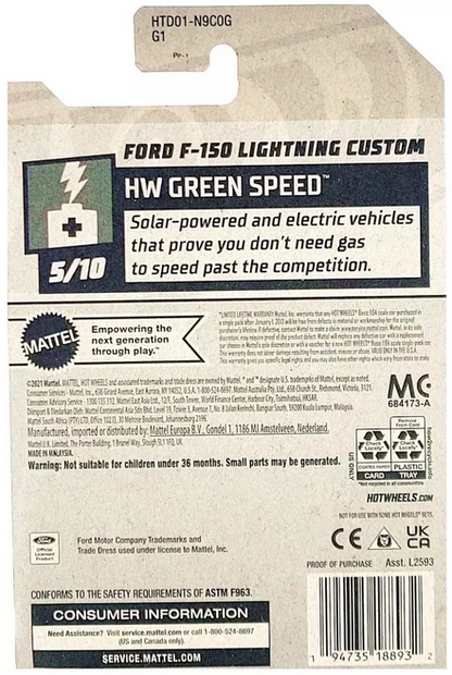 Hot Wheels Ford F-150 Lightning Custom 37/250 HW Green Speed 5/10