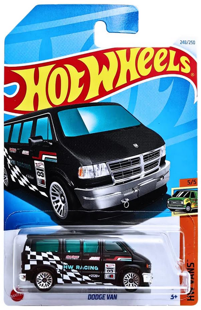 Hot Wheels Black Dodge Van for Ages 3 and Up 248/250 HW Vans 5/5