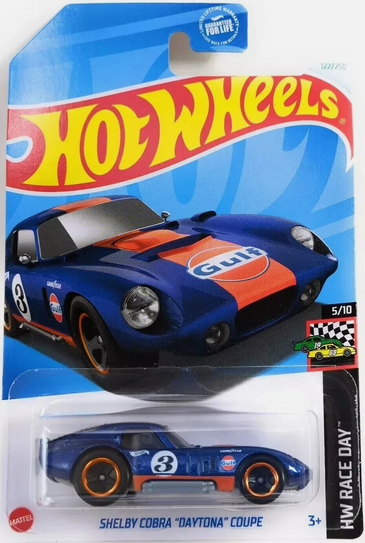 Hot Wheels Blue Shelby Cobra Daytona Coupe 122/250 HW Race Day