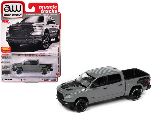 2023 Ram 1500 Rebel Lunar Edition Pickup Truck Ceramic Gray "Muscle Trucks" Series 1/64 Diecast Model Car by Auto World