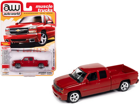 2006 Chevrolet Silverado SS Pickup Truck Victory Red "Muscle Trucks" Series 1/64 Diecast Model Car by Auto World
