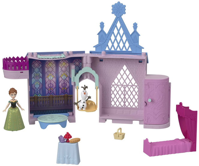 Disney Frozen Storytime Stackers Playset, Anna’s Arendelle Castle Dollhouse with Small Doll