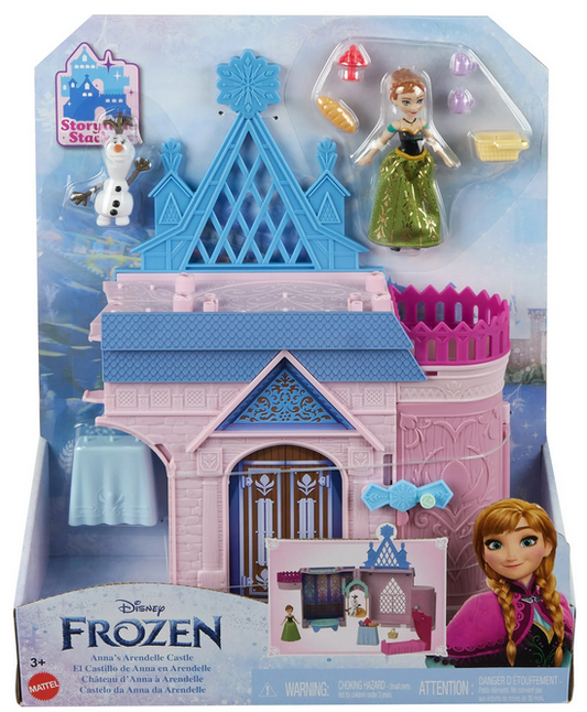 Disney Frozen Storytime Stackers Playset, Anna’s Arendelle Castle Dollhouse with Small Doll