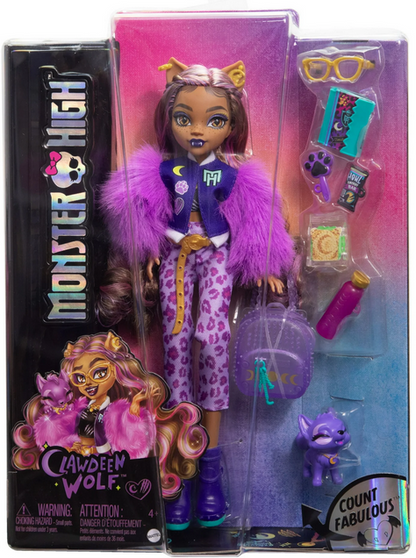Monster High Clawdeen Wolf Fashion Doll with Pet Dog Crescent and Accessories