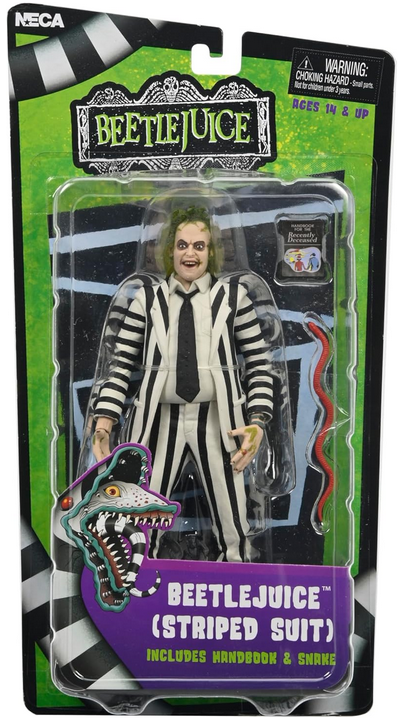 NECA Beetlejuice Collectible Action Figure Officially Licensed Movie Classic, (1988) Black & White Suit, 7" Scale