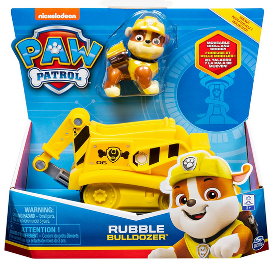 Paw Patrol, Rubble’s Bulldozer Vehicle with Collectible Figure, for Kids Aged 3 Years and Over
