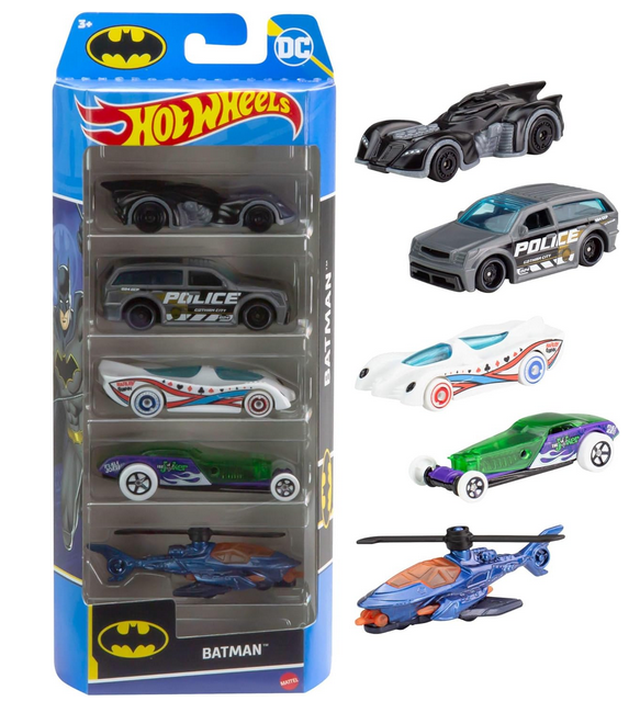 Hot Wheels 1:64 Scale Toy Cars Batman 5-Pack, Set of 5 Vehicles from & Inspired by The DC Super Hero Franchise, Includes Batmobile