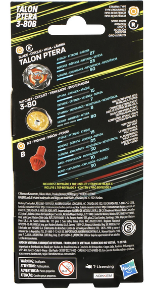 Beyblade X Talon Ptera 3-80B Booster Pack Set with Stamina Type Battling Top