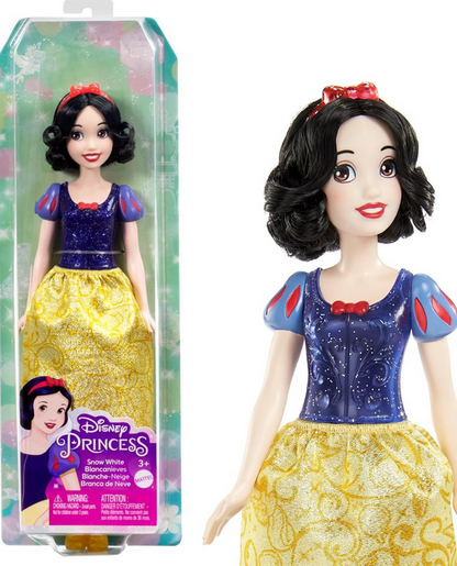 Mattel Disney Princess Toys, Snow White Fashion Doll, Sparkling Look with Black Hair, Brown Eyes & Hair Accessory, Inspired by the Movie