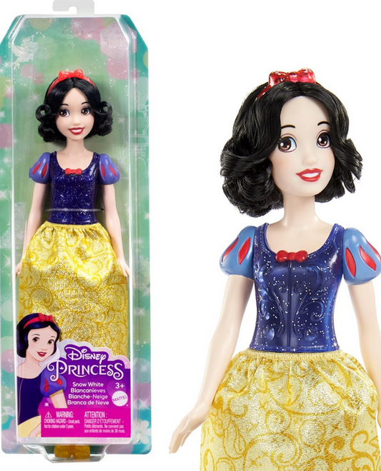 Mattel Disney Princess Toys, Snow White Fashion Doll, Sparkling Look with Black Hair, Brown Eyes & Hair Accessory, Inspired by the Movie