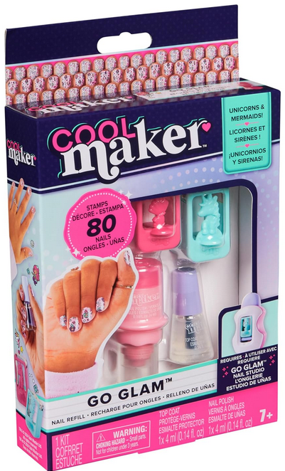 Cool Maker, GO Glam Nail Kit Refill, Unicorn & Mermaid Designs, Style 80 Nails (Packaging May Vary), Arts and Crafts Kids Toys for Ages 7 and up
