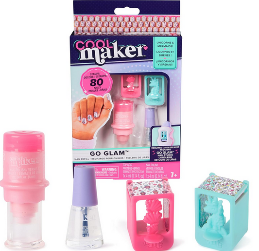 Cool Maker, GO Glam Nail Kit Refill, Unicorn & Mermaid Designs, Style 80 Nails (Packaging May Vary), Arts and Crafts Kids Toys for Ages 7 and up