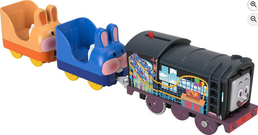 Thomas & Friends Toy Train, Carnival Diesel Motorized Engine with 2 Roller Coaster Cars for Preschool Railway Play Ages 3+ Years