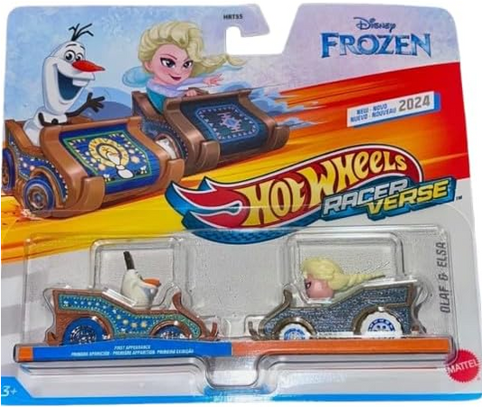 Hot Wheels Racer Verse Diecast Cars, Olaf & Elsa Double Pack