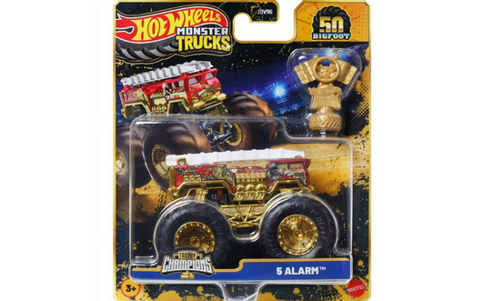 Hot Wheels Monster Trucks Bigfoot Trophy Champions 5 ALARM