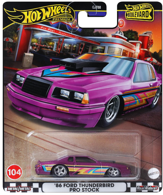 Hot Wheels Premium Boulevard Die-Cast '86 Ford Thunderbird Pro Stock, Metal, 1:64 Scale Model