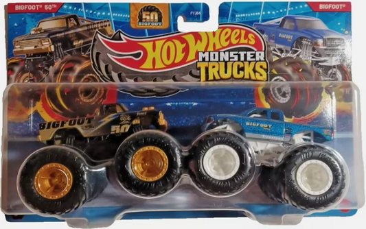 Hot Wheels Monster Trucks Bigfoot 50th vs Big Foot Classic Demolition Doubles Diecast 1:64 Scale